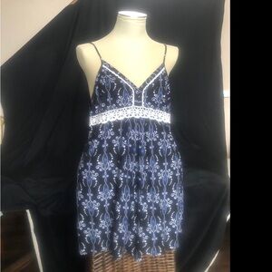 Stylish Navy and White Spaghetti Strap Summer Dress by Studio Donatella-size XL